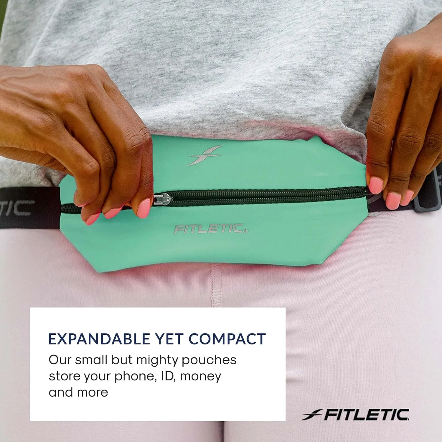Fitletic Active Lifestyle Fanny Pack & Mini Sports Running Belt For Men & Women  Lightweight, Low Profile & Sleek Design  Ultra-Soft Expandable Lycra Pouch - Fits All Phones  Inner Organizer Pocket