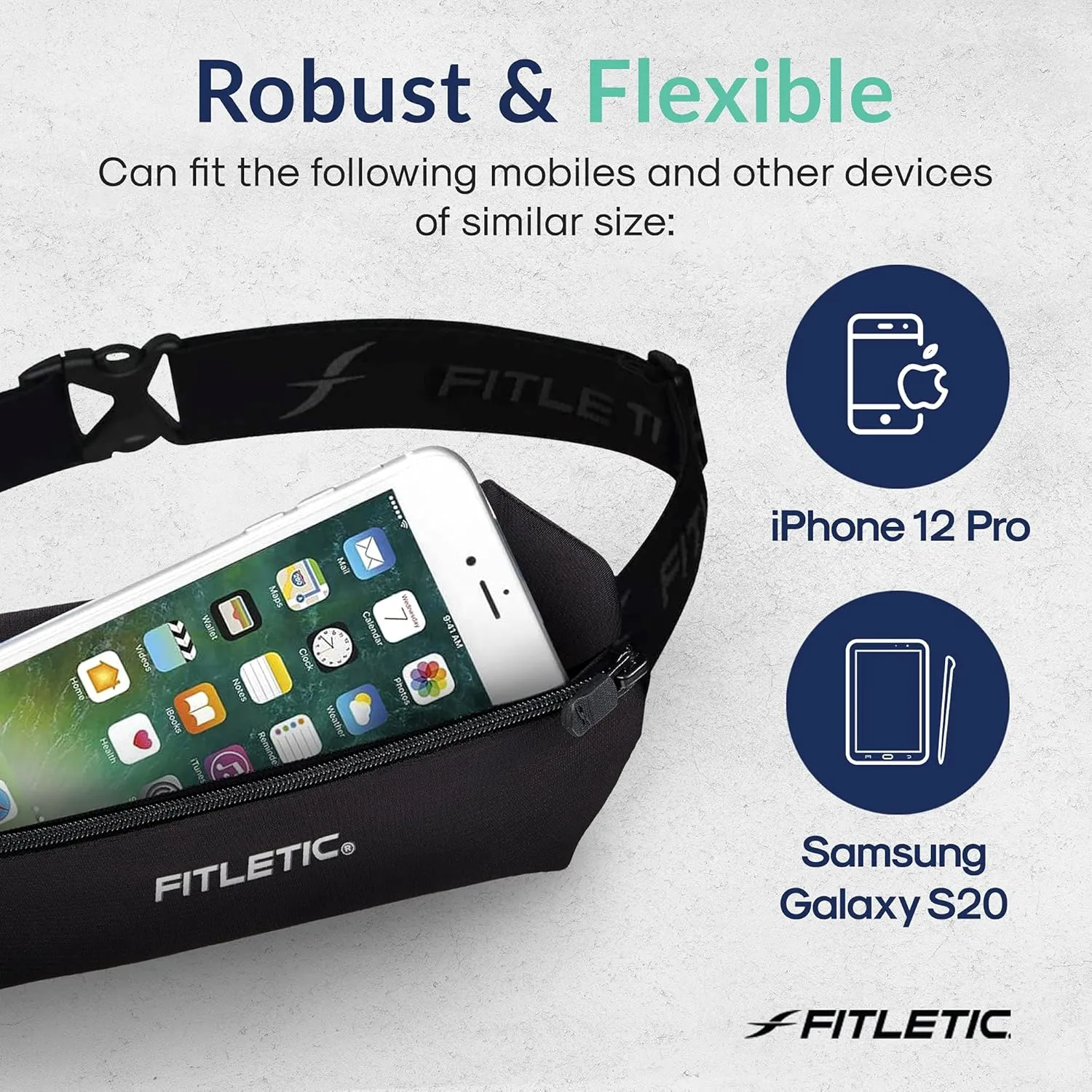Fitletic Active Lifestyle Fanny Pack & Mini Sports Running Belt For Men & Women  Lightweight, Low Profile & Sleek Design  Ultra-Soft Expandable Lycra Pouch - Fits All Phones  Inner Organizer Pocket