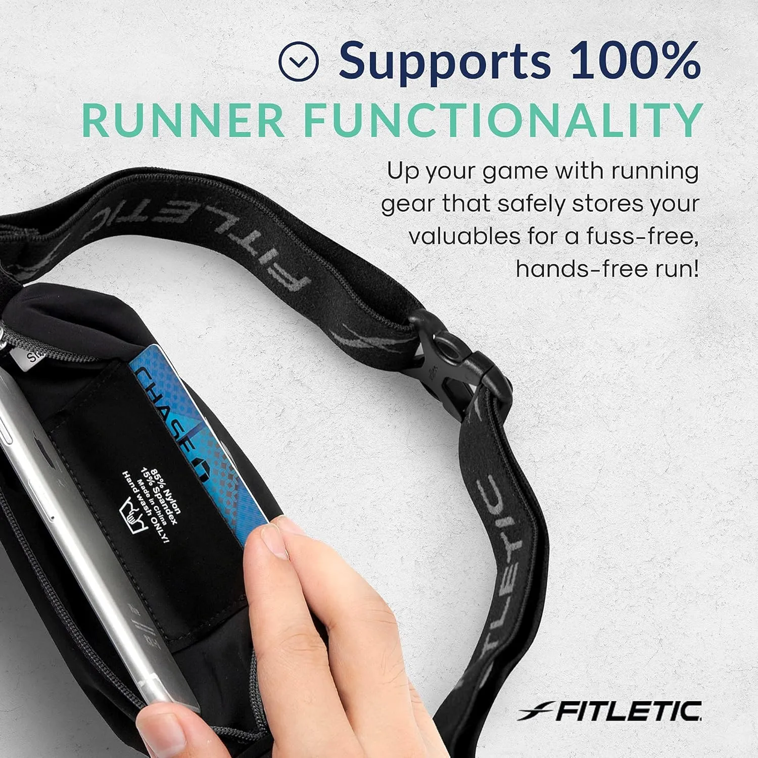 Fitletic Active Lifestyle Fanny Pack & Mini Sports Running Belt For Men & Women  Lightweight, Low Profile & Sleek Design  Ultra-Soft Expandable Lycra Pouch - Fits All Phones  Inner Organizer Pocket