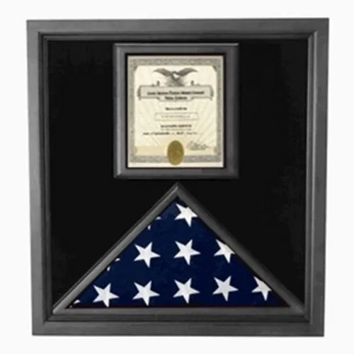 Flag and Certificate Case Black Frame, American Made 5" x 9.5".