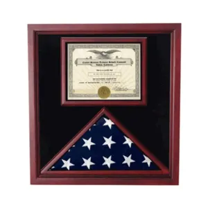 Flag and Certificate Case, Flag Display Cases With Certificate - Fit 3' x 5' Flag or Fit 5' x 8' Flag or Fit 5' x 9.5' Casket Flag.