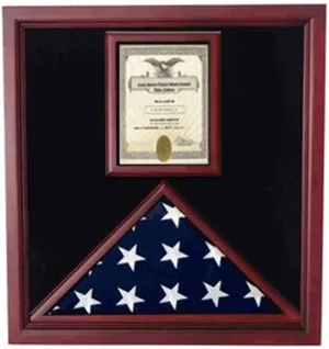 Flag and Document Case - Vertical 8 1/2 x 11 Document for Hanging Medals and Other Memorabilia - fit 3' x 5' or 5' x 9.5' Casket flag.