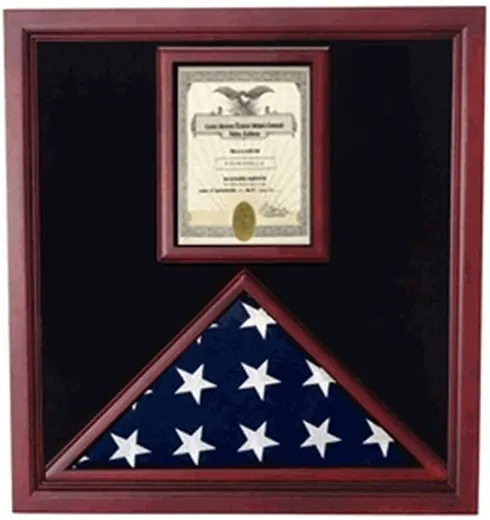 Flag and Document Case - Vertical 8 1/2 x 11 Document for Hanging Medals and Other Memorabilia - fit 3' x 5' or 5' x 9.5' Casket flag.