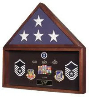 Flag and Document Display Case, Beautiful Cherry Flag and Document Case