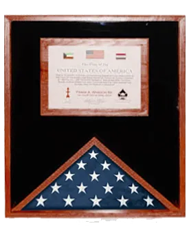 Flag Display Cases with 3'x5' flag and Certificate Holder