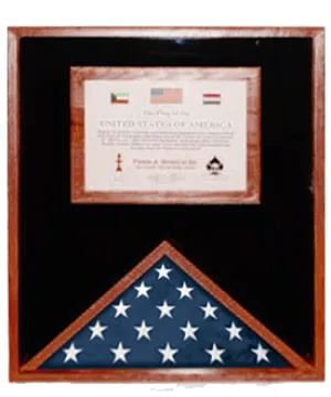 Flag Display Cases with 3'x5' flag and Certificate Holder