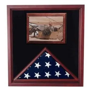 Flag Photo Display Cases, Flag Frame with Photo Display, Cherry Photo Display case
