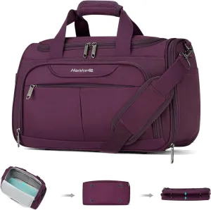 Hanke Foldable Underseat Carry On luggage Bag, Travel Tote Bag for Women & Men, Personal Item Travel Bag Softside Lightweight Luggage Bags for Travel Flight Crew Overnight Weekender Bag.Purple