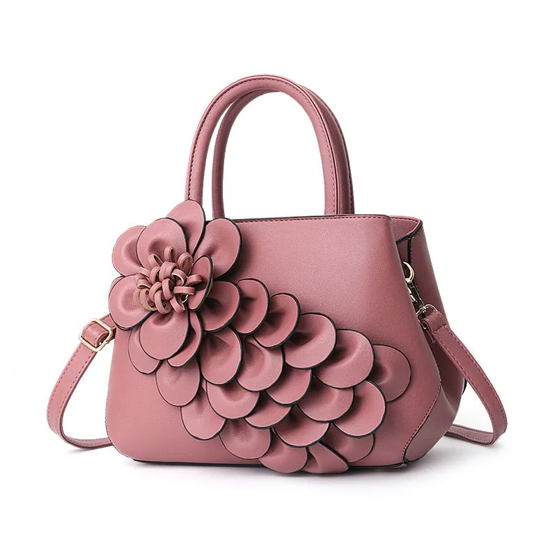High Quality PU Leather Handbags For Women Bags Luxury Flower Designer Messenger Bags Female 2021 Large Capacity Crossbody Bag