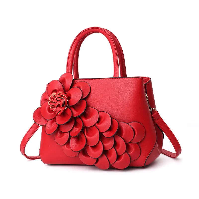 High Quality PU Leather Handbags For Women Bags Luxury Flower Designer Messenger Bags Female 2021 Large Capacity Crossbody Bag