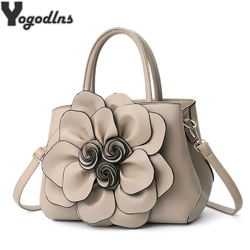 High Quality PU Leather Handbags For Women Bags Luxury Flower Designer Messenger Bags Female 2021 Large Capacity Crossbody Bag