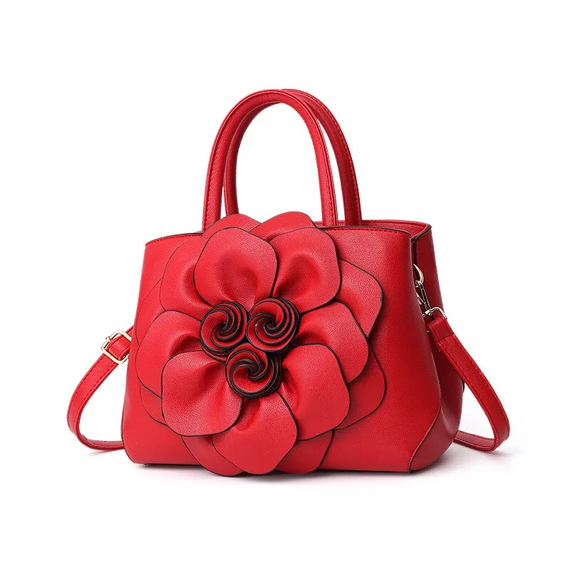 High Quality PU Leather Handbags For Women Bags Luxury Flower Designer Messenger Bags Female 2021 Large Capacity Crossbody Bag