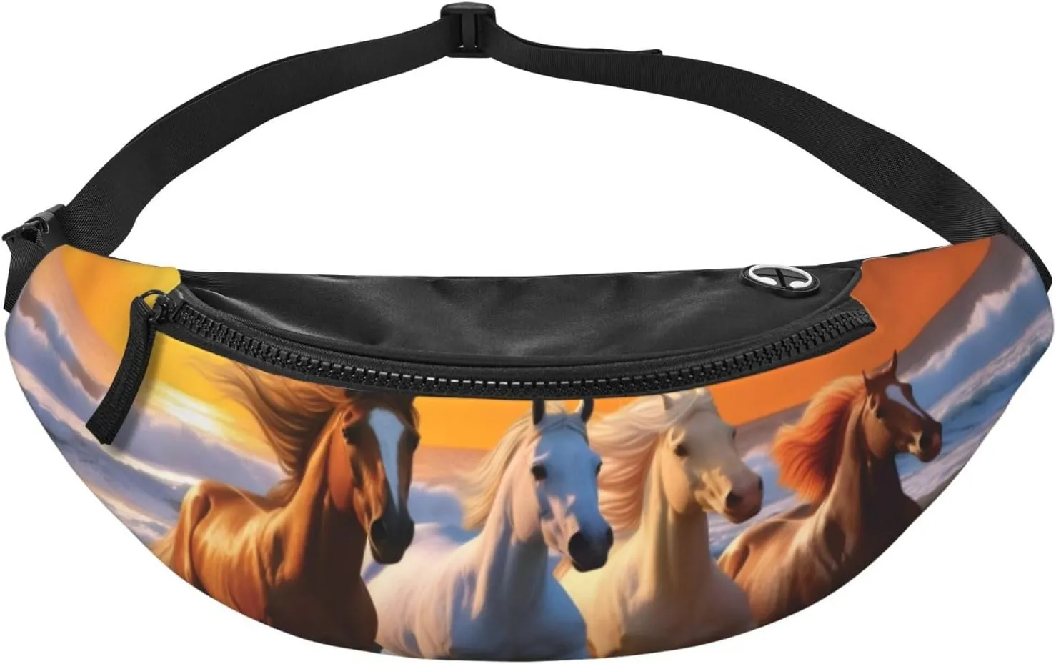 Horses On The Beach Print Fanny Pack/Waist Bag For Festival Rave Hiking Running Cycling