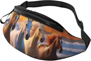 Horses On The Beach Print Fanny Pack/Waist Bag For Festival Rave Hiking Running Cycling
