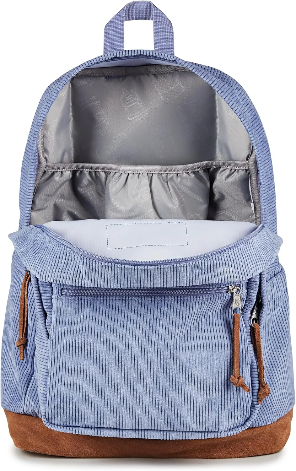 JanSport Right Pack Expressions Backpack  Main Compartment, 15-inch Padded Laptop Compartment, Side Water Bottle Pocket, Utility Pocket with Zippered Rain Flap, Lavender Ash Corduroy