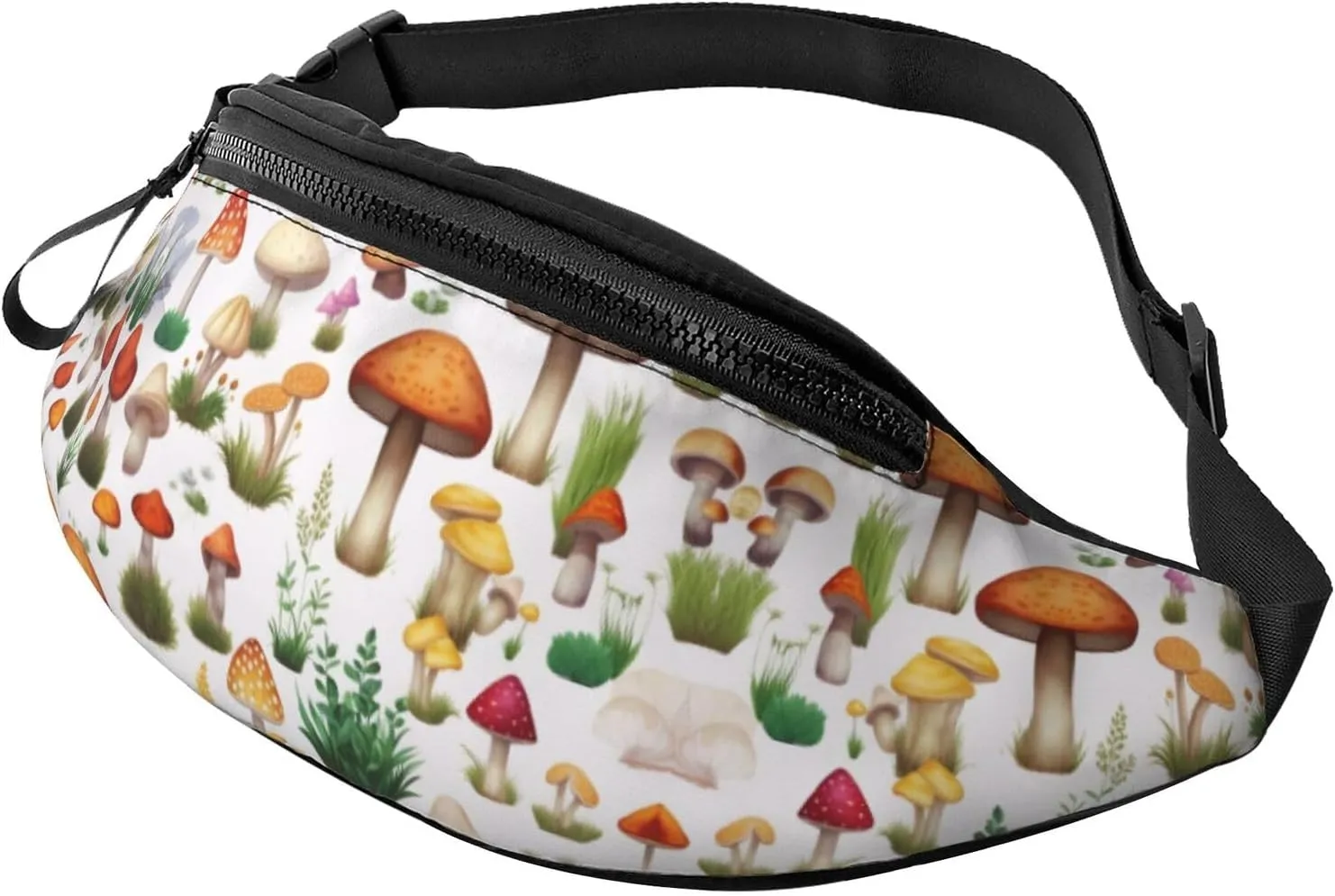 Japanese Painting Mushroom Print Fanny Pack/Waist Bag For Festival Rave Hiking Running Cycling