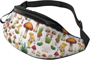 Japanese Painting Mushroom Print Fanny Pack/Waist Bag For Festival Rave Hiking Running Cycling