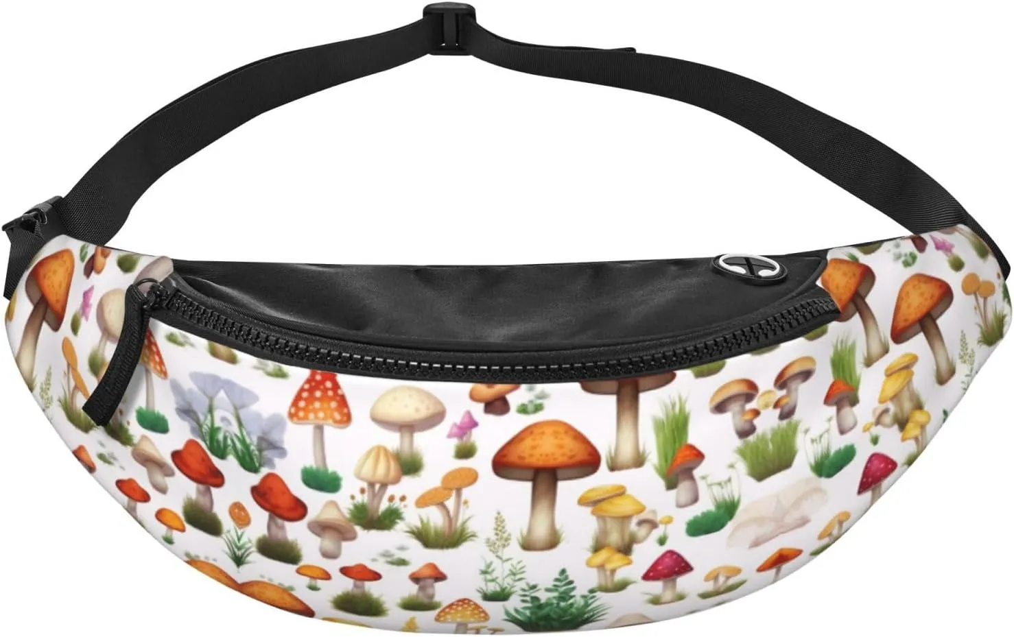 Japanese Painting Mushroom Print Fanny Pack/Waist Bag For Festival Rave Hiking Running Cycling