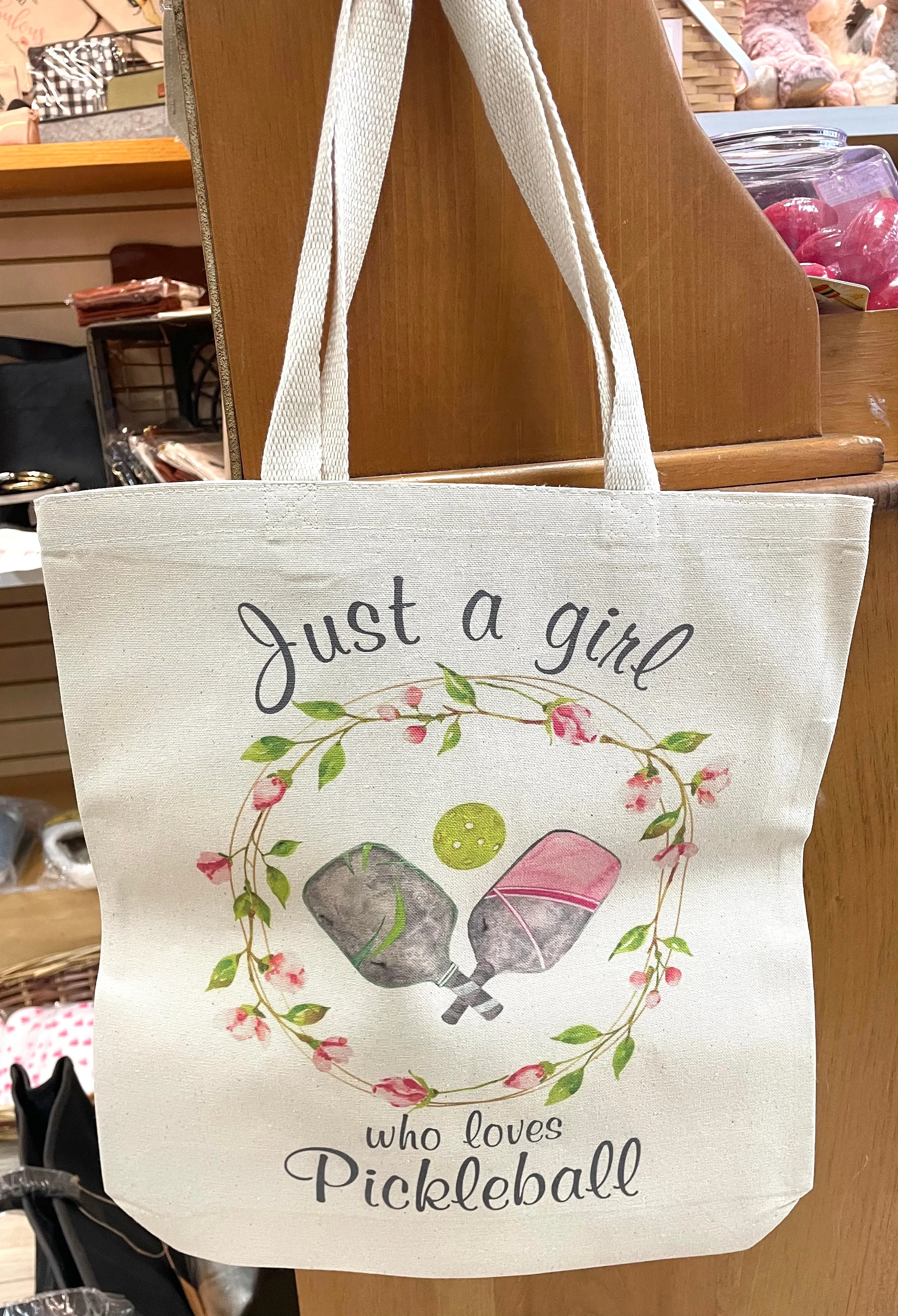Just a Girl Who loves Pickleball 12 oz Canvas Tote Bag