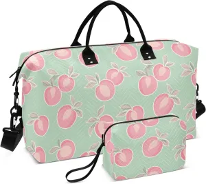 Large Travel Duffel Bag Sports Tote Gym Bag Overnight Weekender Bags Peach Green Carry On Luggage with Toiletry Bags
