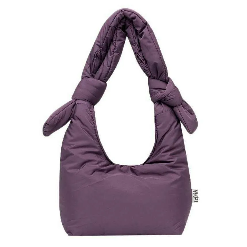 Lefrik Biwa Puffy Mini Shoulder Bag - Plum Tech