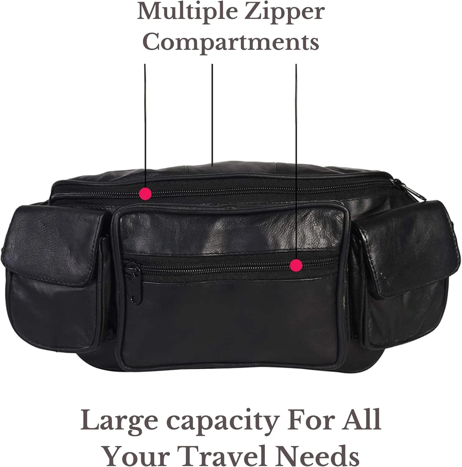 Liberty Leather Large fanny Pack Crossbody Bag for Women and Men Plus Size Fanny Pack Hip Bum Waist Bags for men
