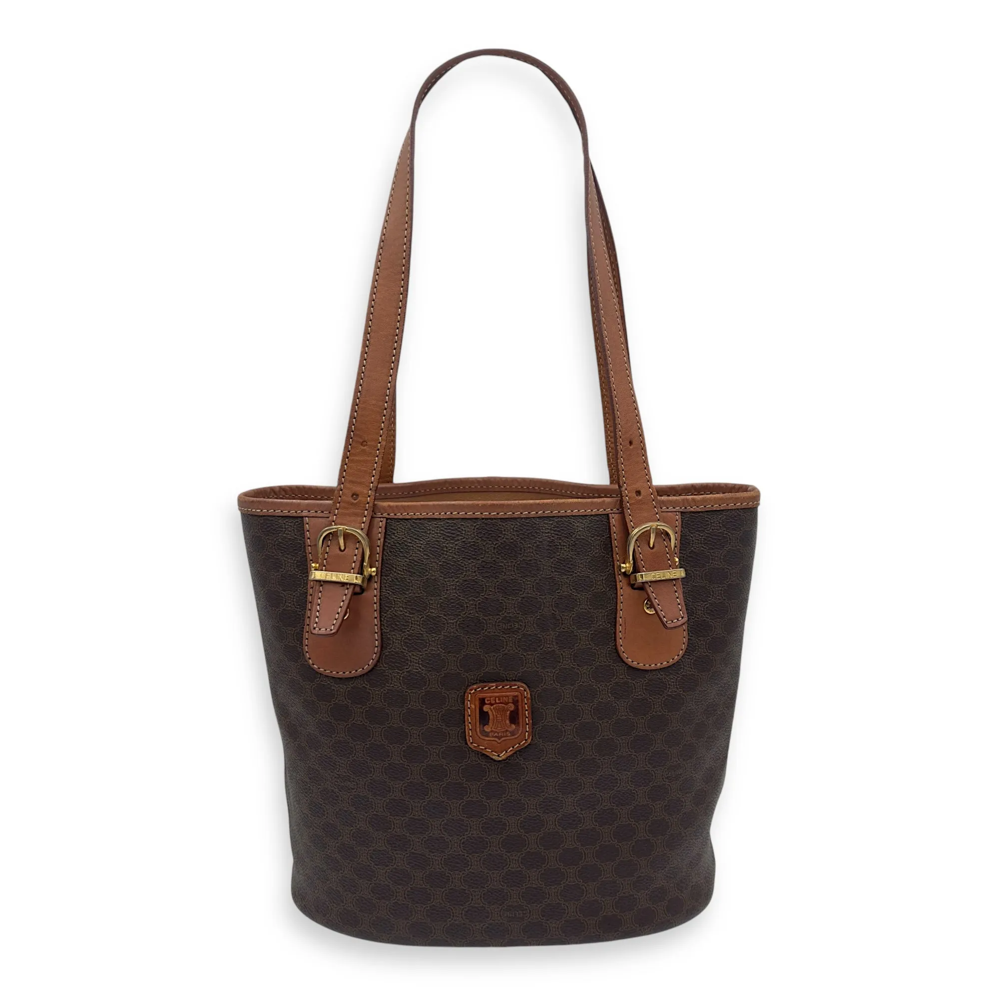 Macadam Tote Bag Brown in Coated Canvas, Gold hardware