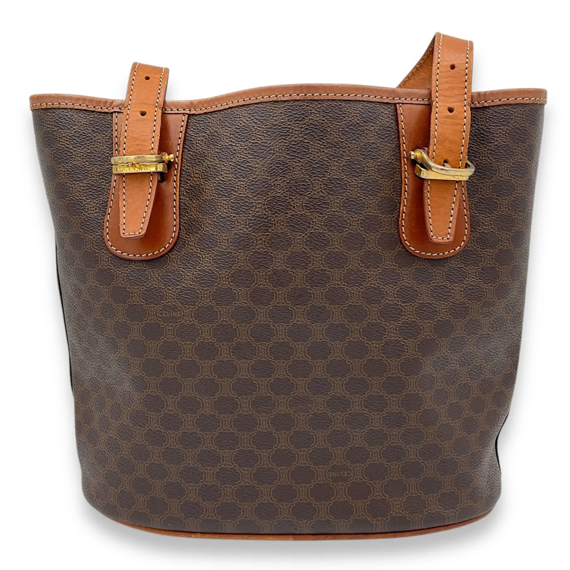 Macadam Tote Bag Brown in Coated Canvas, Gold hardware