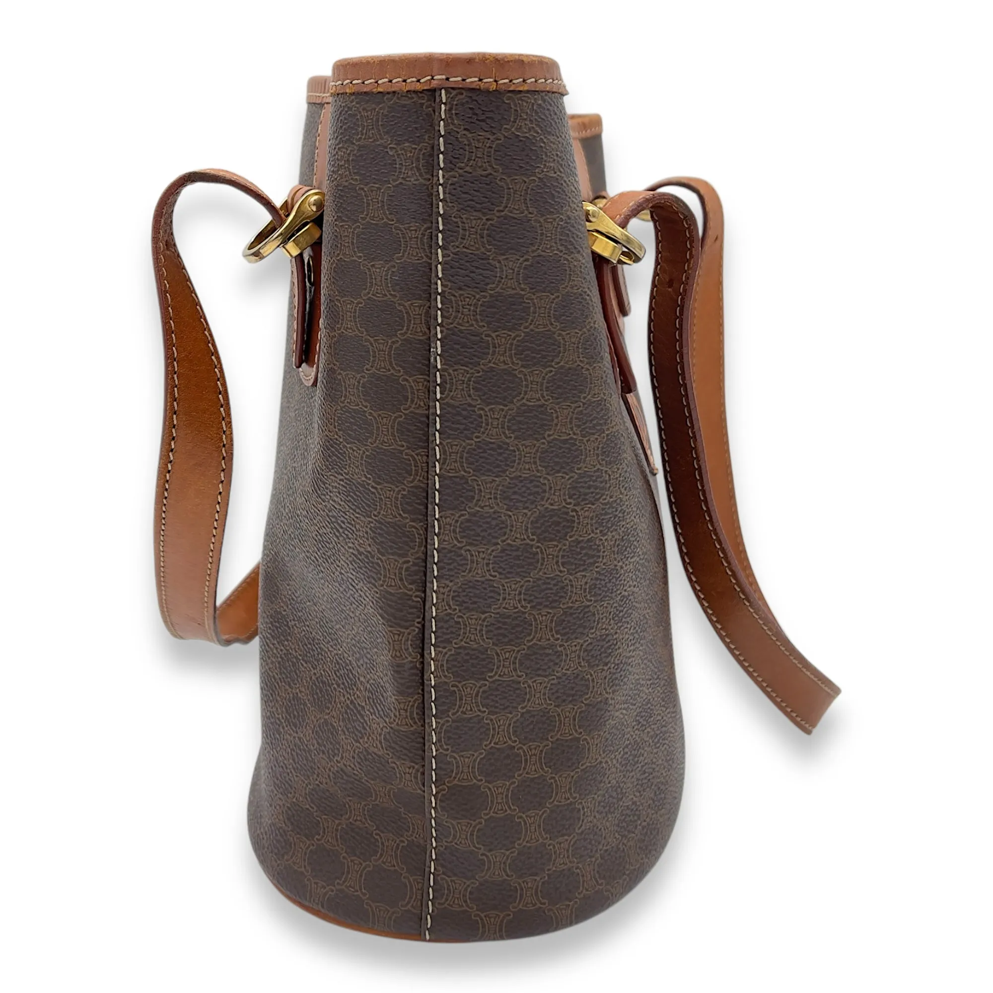 Macadam Tote Bag Brown in Coated Canvas, Gold hardware
