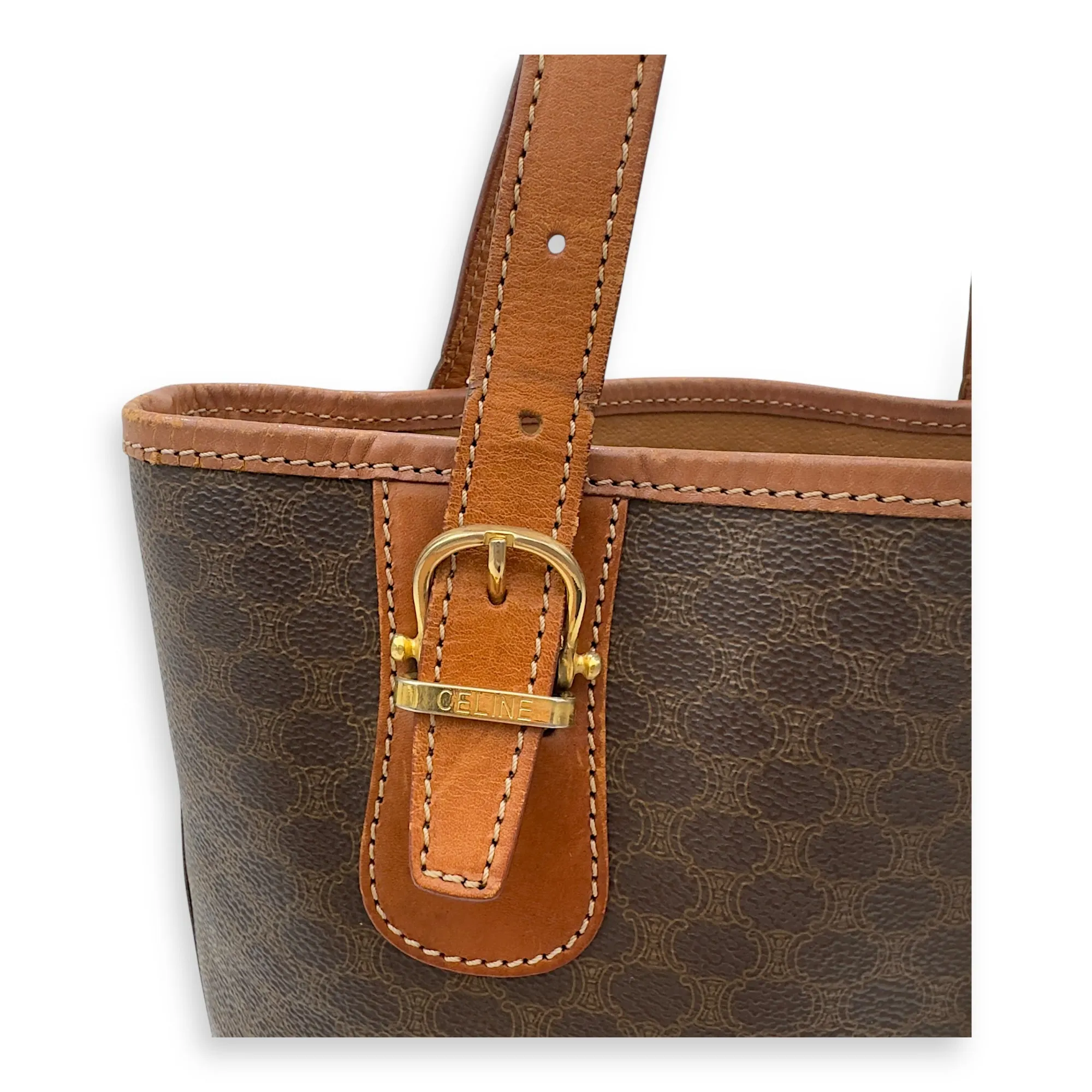 Macadam Tote Bag Brown in Coated Canvas, Gold hardware