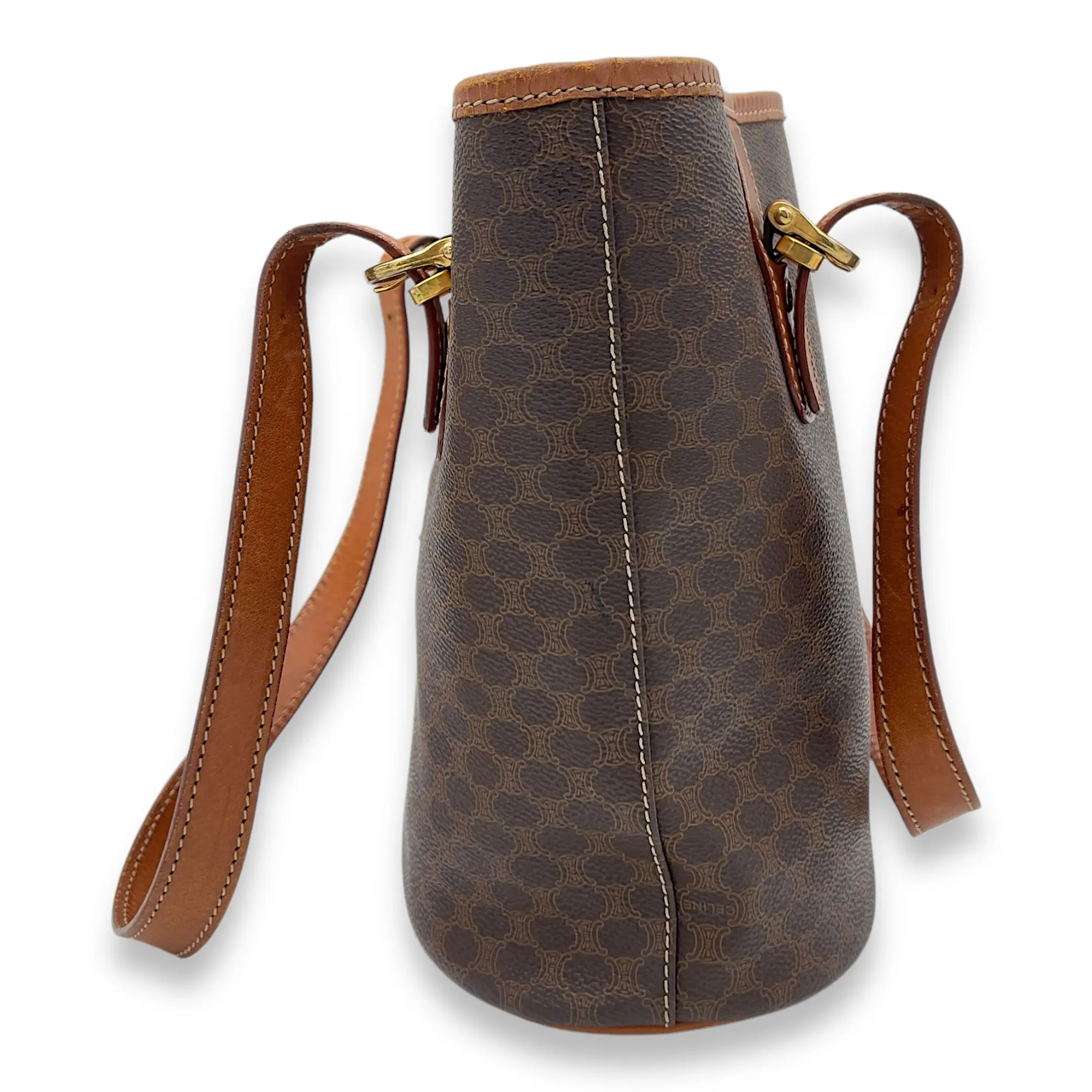 Macadam Tote Bag Brown in Coated Canvas, Gold hardware
