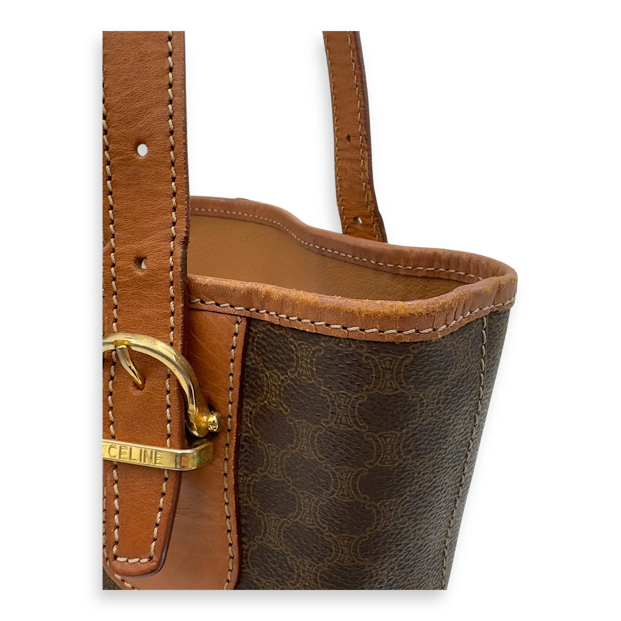 Macadam Tote Bag Brown in Coated Canvas, Gold hardware