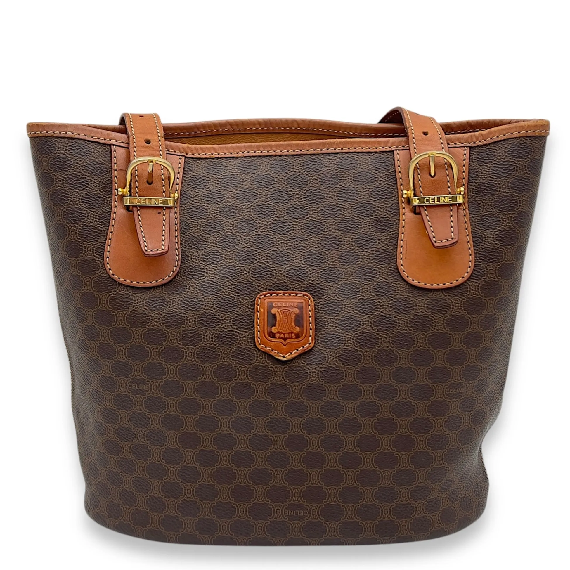 Macadam Tote Bag Brown in Coated Canvas, Gold hardware