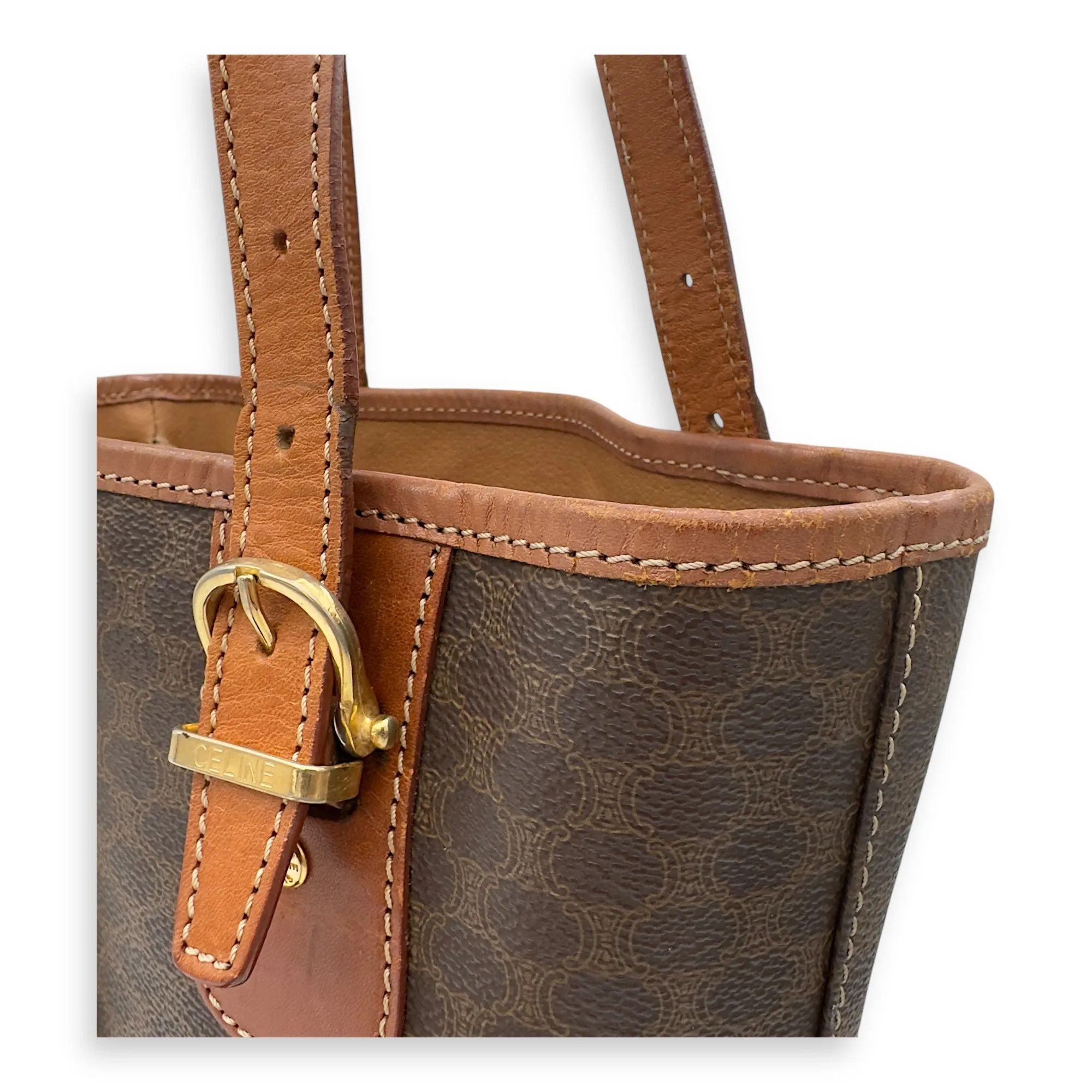 Macadam Tote Bag Brown in Coated Canvas, Gold hardware