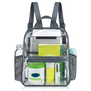 Mildbeer Small Clear Backpack, Stadium Approved 12x12x6 Clear Backpack for Women with 2 Bottle Holders for Festival Concert Sports Events