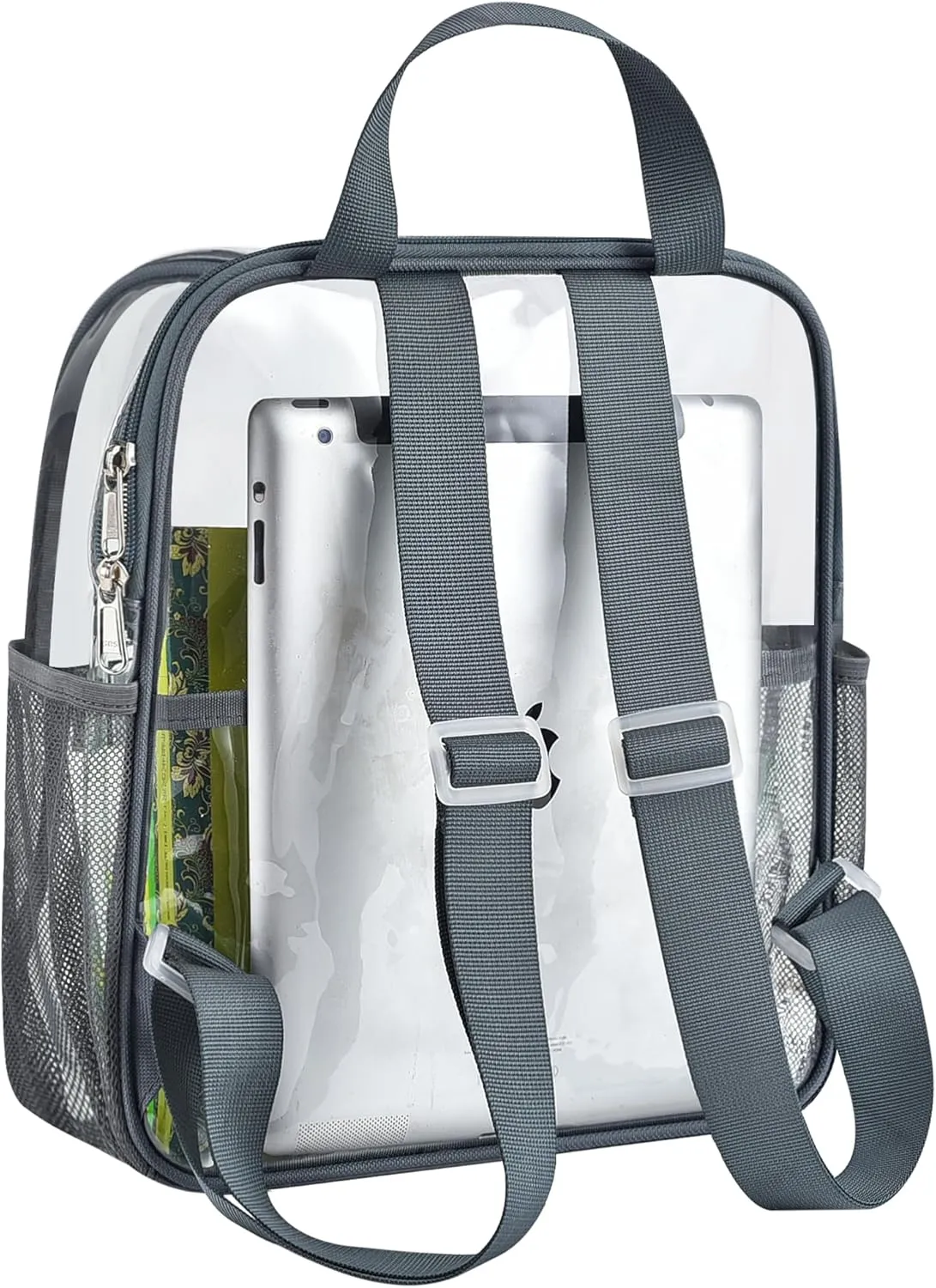 Mildbeer Small Clear Backpack, Stadium Approved 12x12x6 Clear Backpack for Women with 2 Bottle Holders for Festival Concert Sports Events