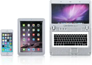Mini Dollhouse Accessories 3 Pack Mini Laptop Tablet and Smart Phone Scene Computer Simulation Play Set for Miniatures Doll Silver Festival Gifts Zinc Alloy Size 2.36  1.77  0.08 inches