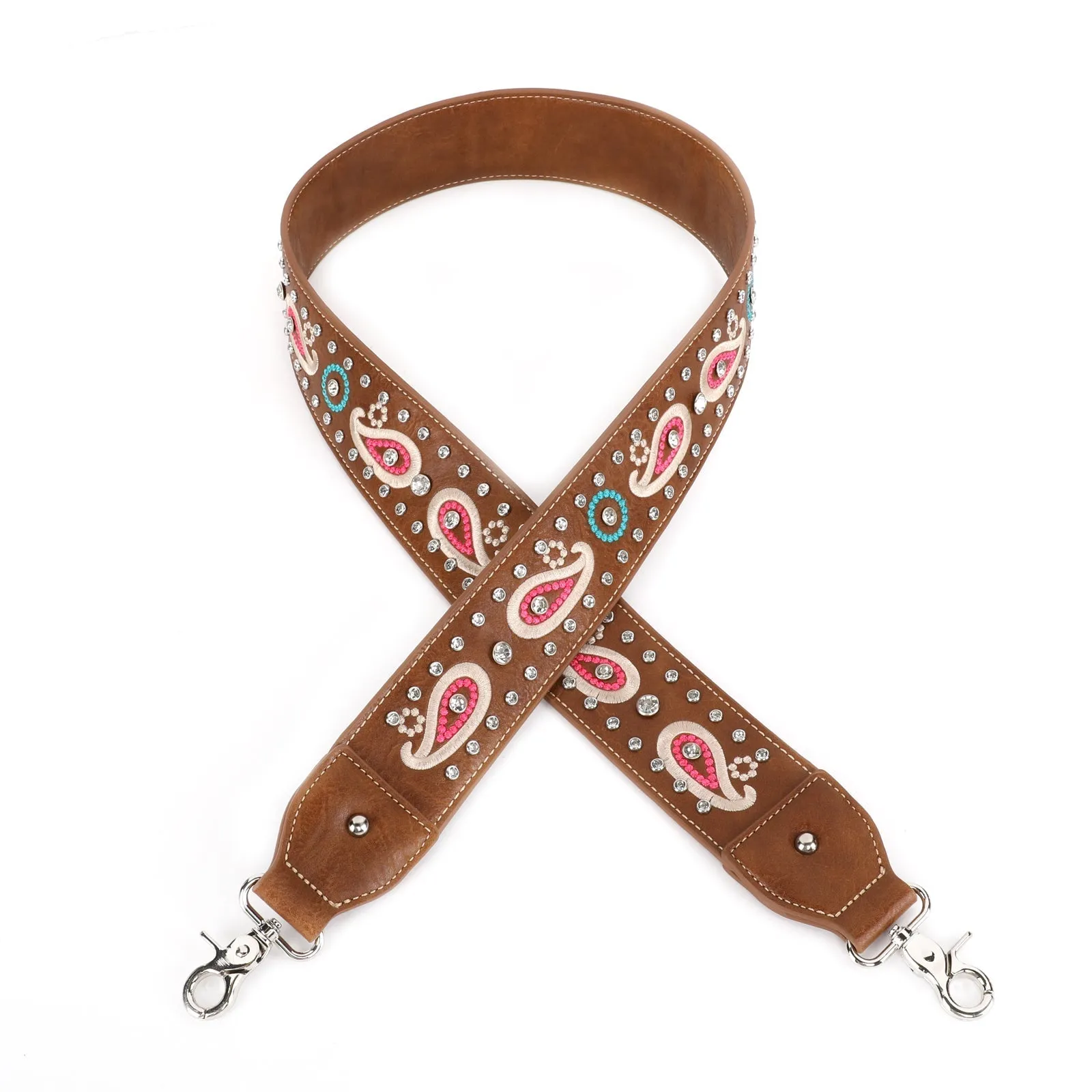 Montana West Embroidered Paisley Western Crossbody Shoulder Strap Brown