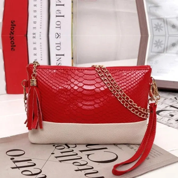 New Women Synthetic Leather Tassel Bag Clutch Bags Day Shoulder Messenger Bag