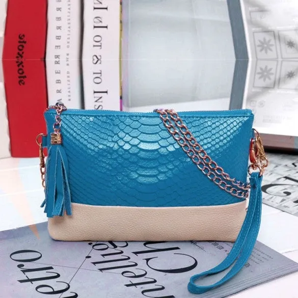 New Women Synthetic Leather Tassel Bag Clutch Bags Day Shoulder Messenger Bag