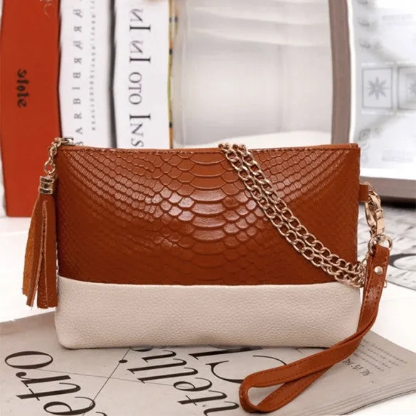 New Women Synthetic Leather Tassel Bag Clutch Bags Day Shoulder Messenger Bag