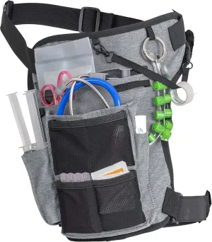 Nurse Fanny Pack w/Elastic Leg Band - Multi Compartment Waist Organizer Tool Bag for Students, Practitioners & Medical Professionals (Seal Grey)
