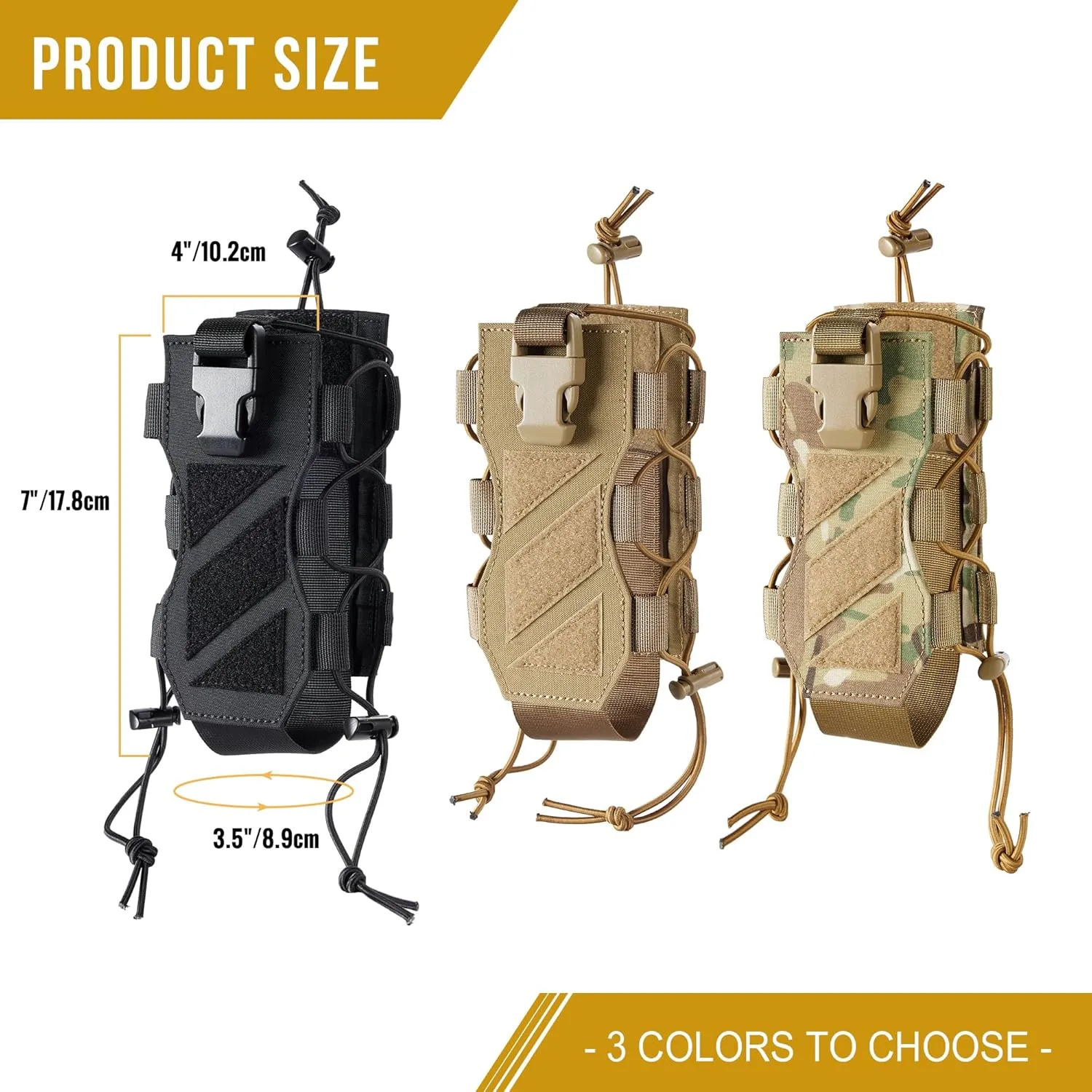 OneTigris Molle Water Bottle Holster, 32oz Adjustable Water Bottle Holder Tactical Water Bottle Pouch Lightweight Kettle Pouch Belt Bottle Carrier Bag with Straps for Outdoor Sports