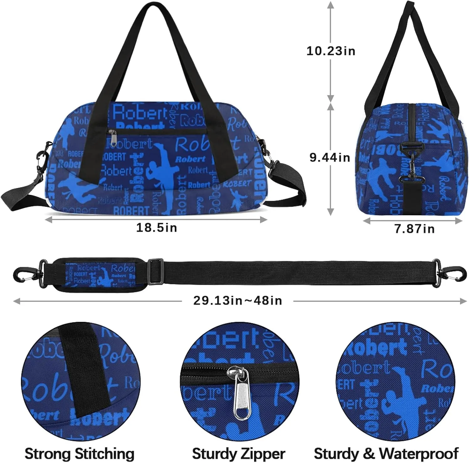 Personalized Karate Sport Duffel Bag Custom Sports Bag Travel Overnight Shoulder Bags Customized Gifts for Women Men Martial Art, Dark Blue