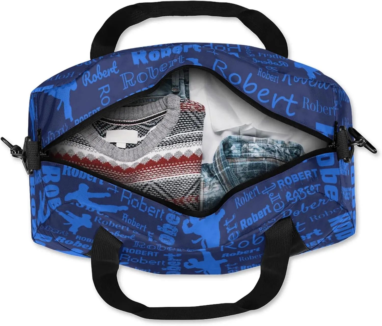 Personalized Karate Sport Duffel Bag Custom Sports Bag Travel Overnight Shoulder Bags Customized Gifts for Women Men Martial Art, Dark Blue