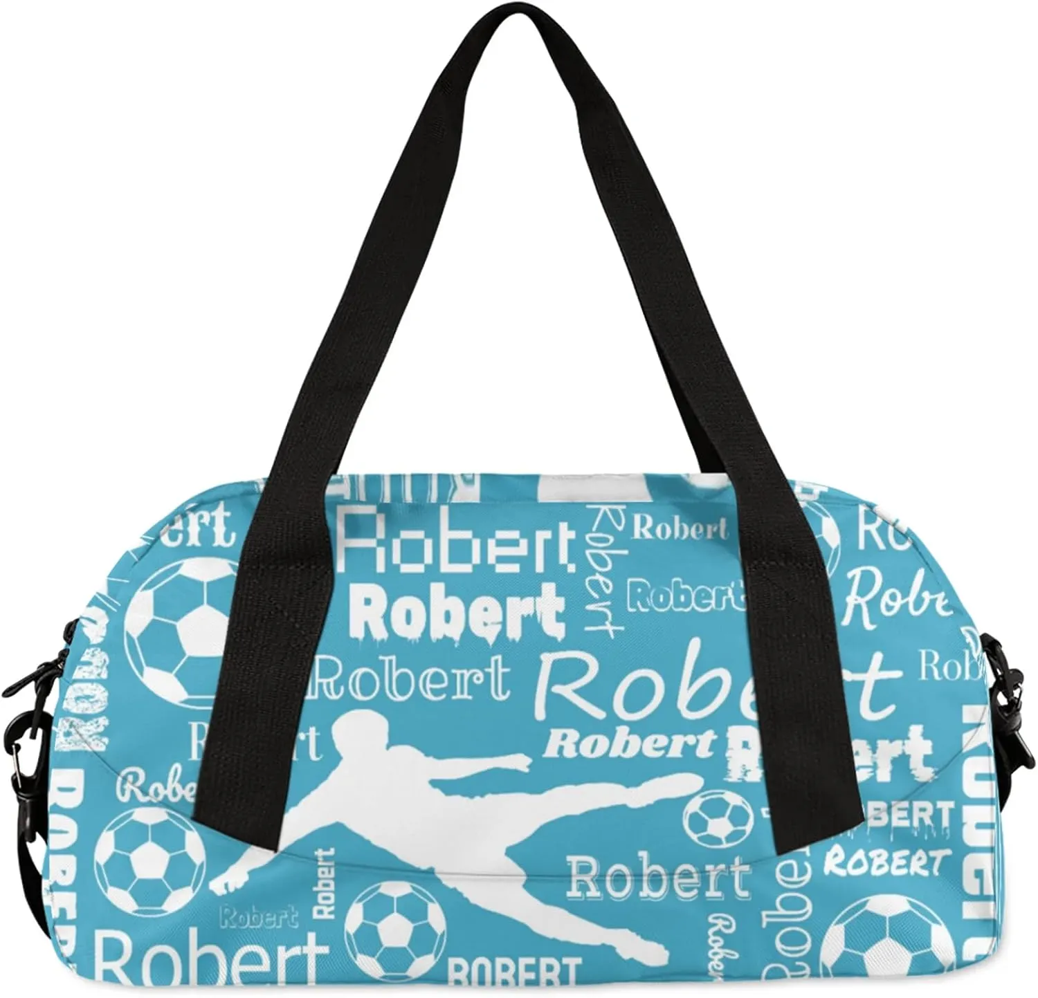 Personalized Soccer Sport Duffel Bag Custom Sports Bag Travel Overnight Shoulder Bags Customized Gifts for Women Men, Blue