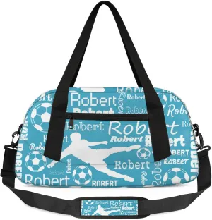 Personalized Soccer Sport Duffel Bag Custom Sports Bag Travel Overnight Shoulder Bags Customized Gifts for Women Men, Blue