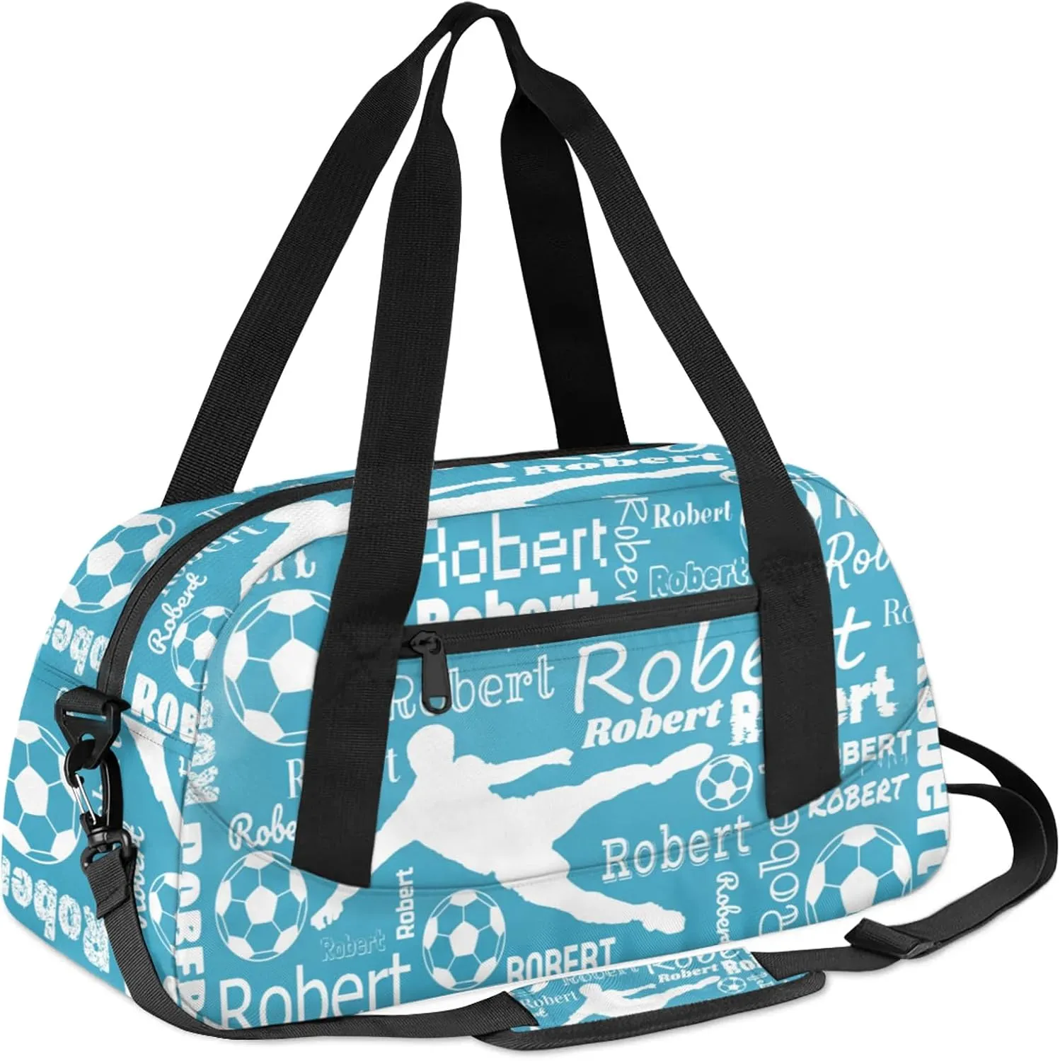Personalized Soccer Sport Duffel Bag Custom Sports Bag Travel Overnight Shoulder Bags Customized Gifts for Women Men, Blue