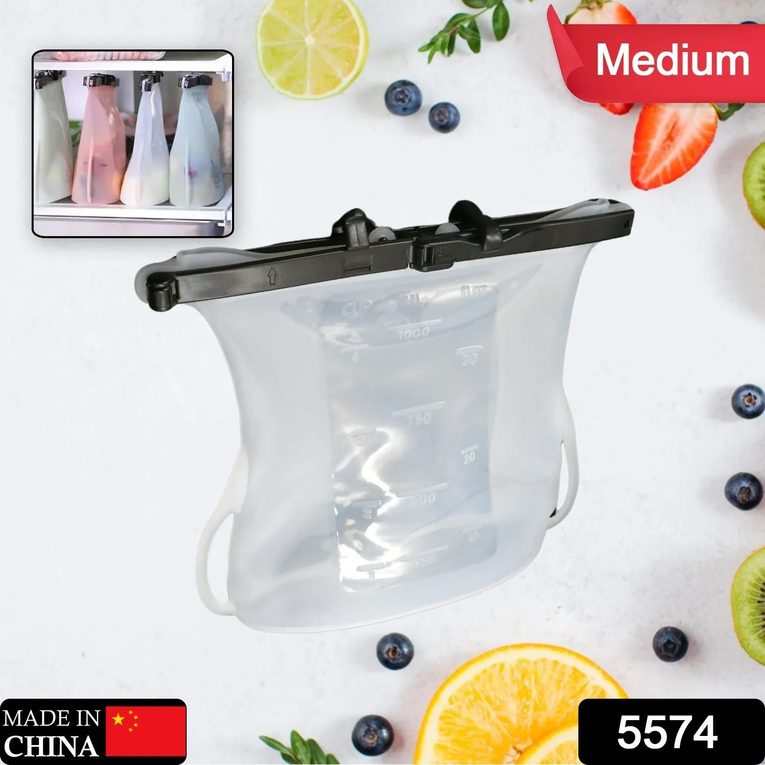 Reusable Silicone Food Bag – Leakproof, Flat Bottom, BPA-Free, Microwave & Dishwasher Safe