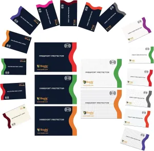 RFID Blocking Sleeves, 20-Pack Set, Color Coding System, Identity Theft Prevention RFID Card Holder And Credit Card Protector (15 Credit Card Sleeves   5 Passport Holders) (Navy Blue)